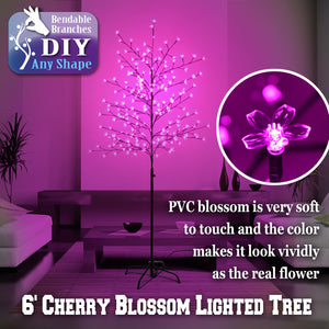 6ft Cherry Blossom Flower Christmas Lamp Light Tree with 208 LED