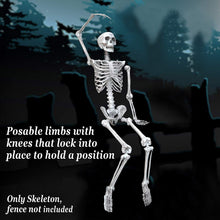 Load image into Gallery viewer, Halloween Decoration 5.6&#39; Poseable Pose-N-Stay Life Size Crazy Skeleton Skull
