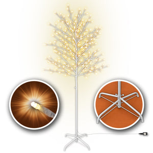6FT 240LED Light Birch Twig Flexible DIY Christmas Tree w/ Base Warm Light Decor