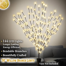 Load image into Gallery viewer, 50-inch Corded Bendable Willow Branch w 96/ 144 LED t Lights Wine Wall Decor
