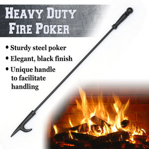 Campfire Fireplace Fire Poker Tool Extra Long 27", Black