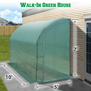10x5x7'H w 3 Tiers/6 Shelves Gardening Large Walk-in Wall Greenhouse (Green)