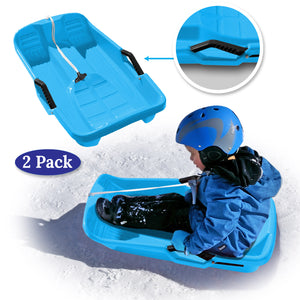 2-Pack Snow Sleds Toboggans Plastic Snow Sleds for Kids