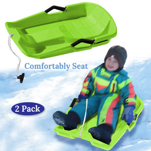 2-Pack Snow Sleds Toboggans Plastic Snow Sleds for Kids