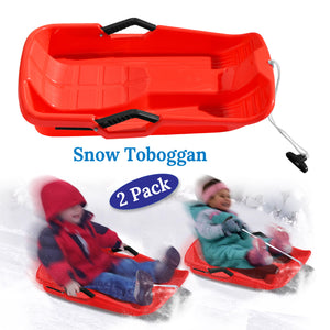 2-Pack Snow Sleds Toboggans Plastic Snow Sleds for Kids