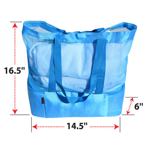 Mesh Beach Outdoor Sport Tote Bag with Heat Insulated Picnic Cooler
