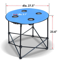 Load image into Gallery viewer, Portable Outdoor Folding Picnic 27.5&quot; Collapsible Round Table with 4 Cup Holders
