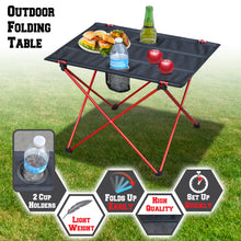 Load image into Gallery viewer, 22x16.5&quot; Portable Folding Picnic Camping Table w 2 Cup Holders&amp; Carry Bag Light
