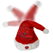 Load image into Gallery viewer, 7.8&quot; Plush Santa Singing Dancing Moving Santa Cap Deer Antlers Party Hat
