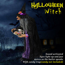 Load image into Gallery viewer, New Sound Animated Witch Lighted Eyes with Candy Plate Motion Halloween

