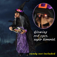 Load image into Gallery viewer, New Sound Animated Witch Lighted Eyes with Candy Plate Motion Halloween
