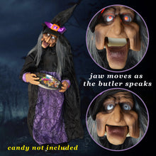 Load image into Gallery viewer, New Sound Animated Witch Lighted Eyes with Candy Plate Motion Halloween
