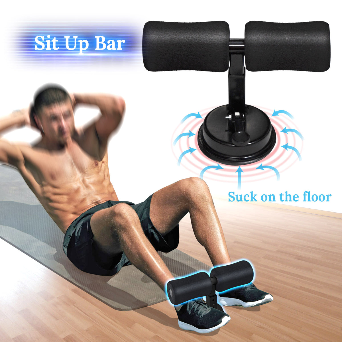 Sit Up Bar Adjustable Sit-up Equipment Self-Suction Training Equipment ...
