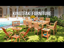 Load and play video in Gallery viewer, KINGTEAK Golden Teak Wood Classic Dining 9 piece Sets, 1 Extending Table 8 Chair（Local Pick Up only）

